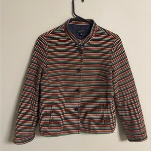 Talbots Striped Multicolored Rainbow Jacket Size 10 Lined Buttons Blazer
